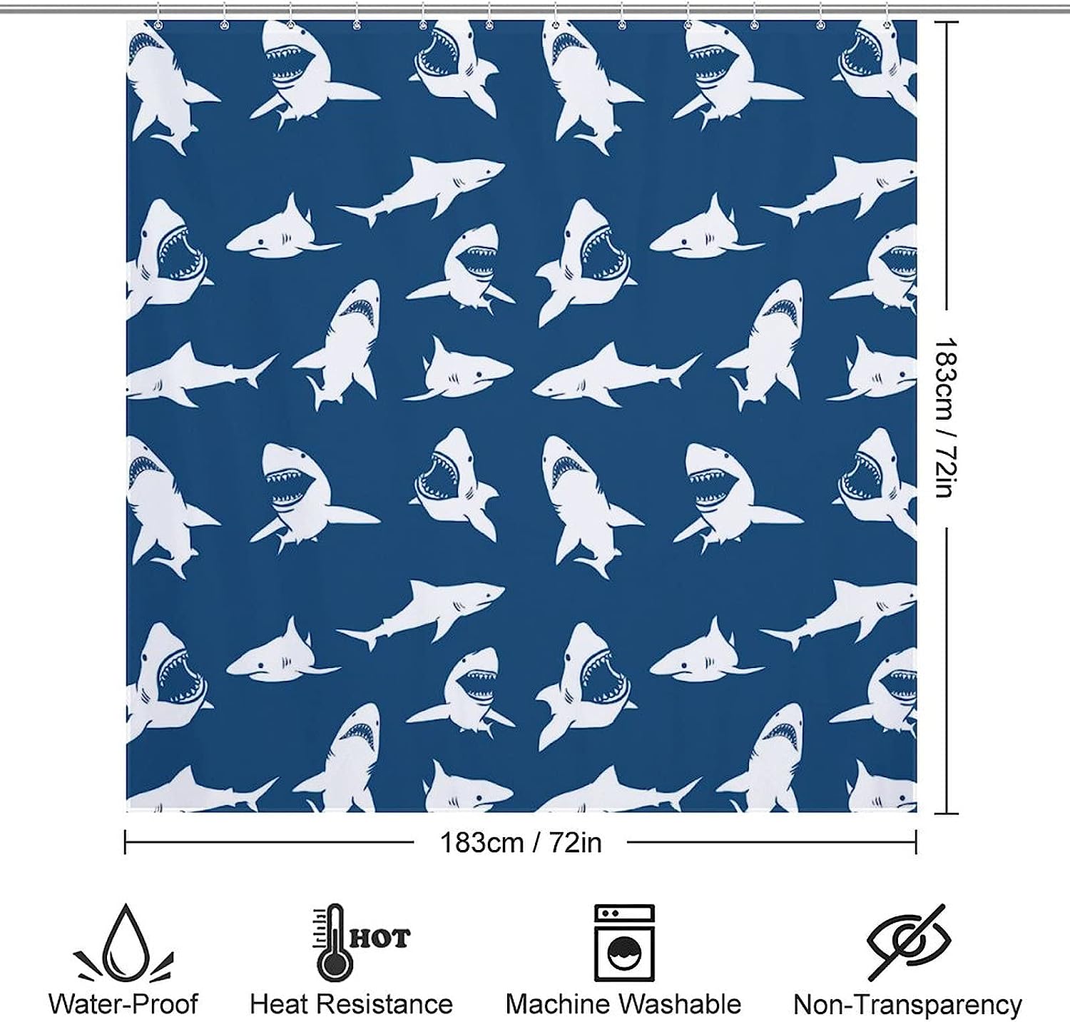 Ocean Shark Fabric Shower Curtain For A Fun Bathroom Look