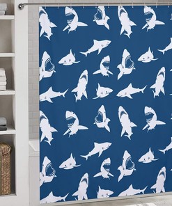 Ocean Shark Fabric Shower Curtain For A Fun Bathroom Look