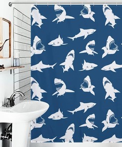 Ocean Shark Fabric Shower Curtain For A Fun Bathroom Look
