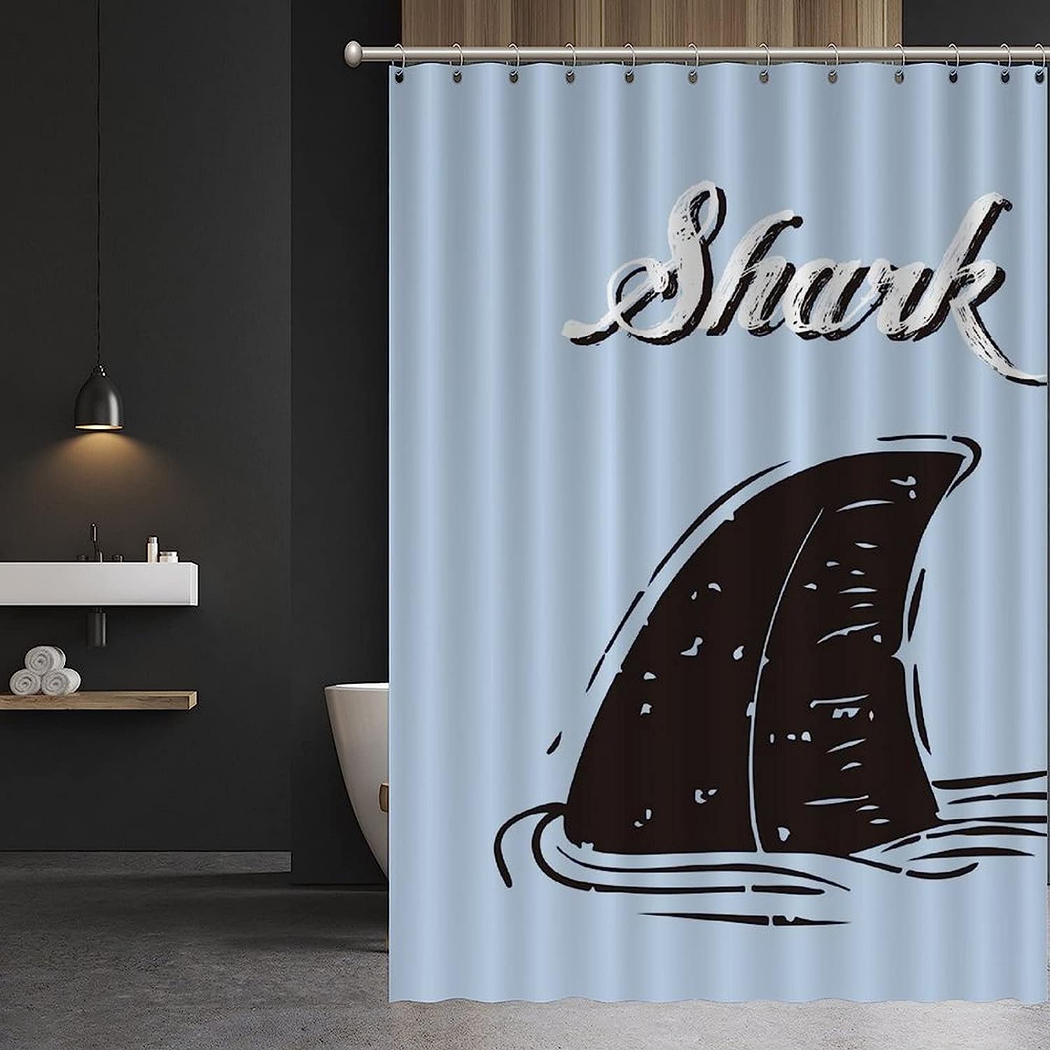 Ocean Sharks Print Shower Curtain - Custom Durable Fabric - Image 3