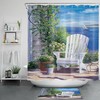 Ocean Shower Curtain with Seaside Garden Flower Green Plant Print - Beach Theme Bathroom Decor