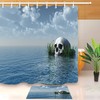 Ocean Skull Fabric Shower Curtain - Coastal Skull Bathroom Decor