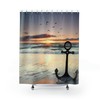 Ocean Sunset Anchor Print Shower Curtain