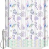 Ocean Theme Fantasy Shower Curtain, Seashell Starfish And Sea Horse Bathroom Decor
