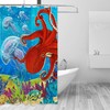 Ocean Theme Octopus, Jellyfish and Coral Printed Waterproof Fabric Shower Curtain