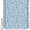 Ocean Theme Seashell Starfish Line Drawing Shower Curtain, Calming Bathroom Decor