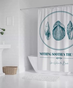 Ocean Theme Shower Curtain - Coastal Shower Curtain With Shells And Seashells