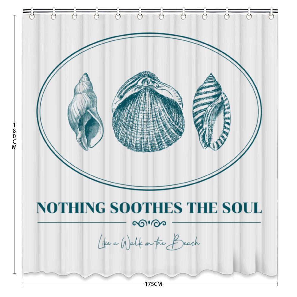 Ocean Theme Shower Curtain - Coastal Shower Curtain With Shells And Seashells - Image 2