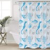 Ocean Themed Shower Curtain with Fish Shell Seahorse and Coral for Cute Bathroom Decor