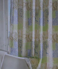 Ocean Tropical Blue Green Brown Medallion Fabric Shower Curtain For Bathroom With Coastal Theme