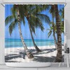 Ocean View Palm Trees Shower Curtain for Beachy Bathroom Decor