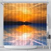 Ocean View Sunset Reflections Shower Curtain - Beautiful Tropical Bathroom Decor with Artwork and Warm Colors