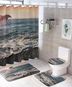 Ocean Wave Dolphin Shower Curtain for Bathroom - Unique and Serene Shower Curtain Ideas for Ocean Lovers