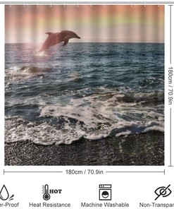 Ocean Wave Dolphin Shower Curtain for Bathroom - Unique and Serene Shower Curtain Ideas for Ocean Lovers
