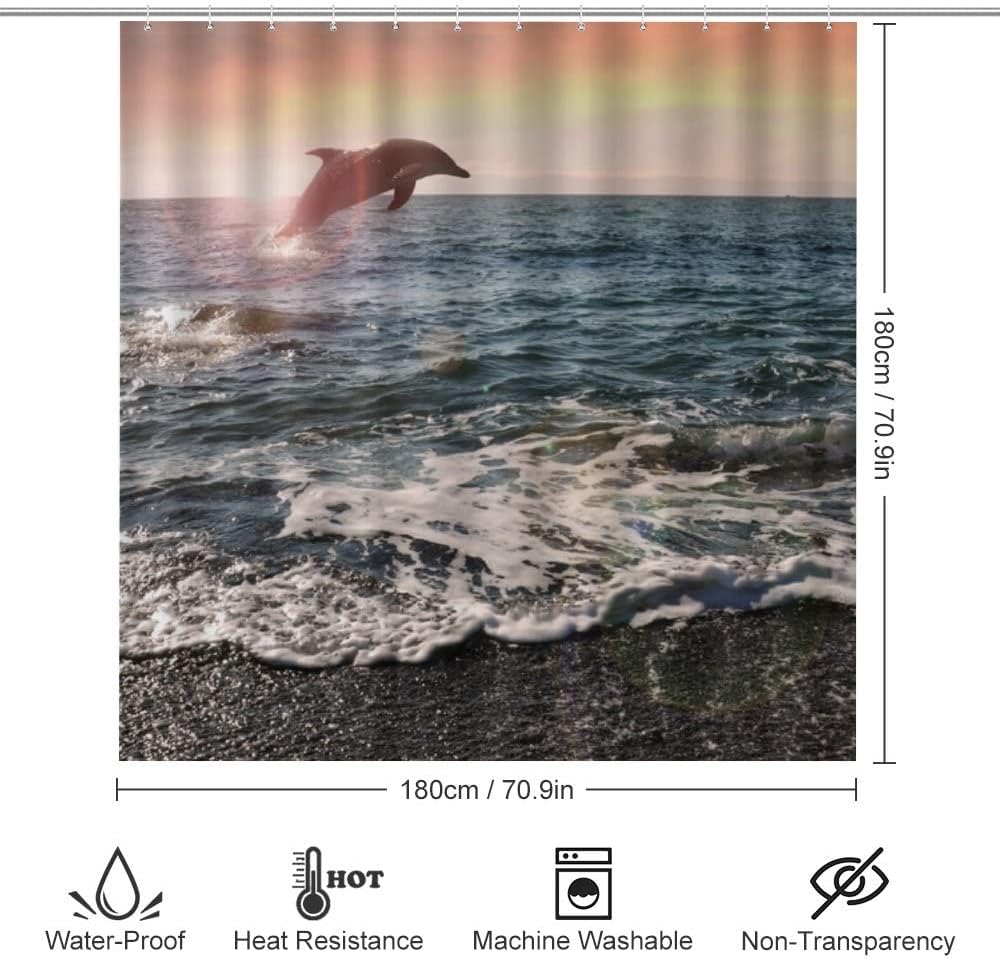 Ocean Wave Dolphin Shower Curtain for Bathroom - Unique and Serene Shower Curtain Ideas for Ocean Lovers