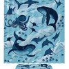 Ocean Wave Shower Curtain with Playful Sea Creatures 