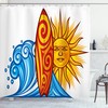 Ocean Wave Sun Print Shower Curtain - Ride The Wave Bathroom Decor