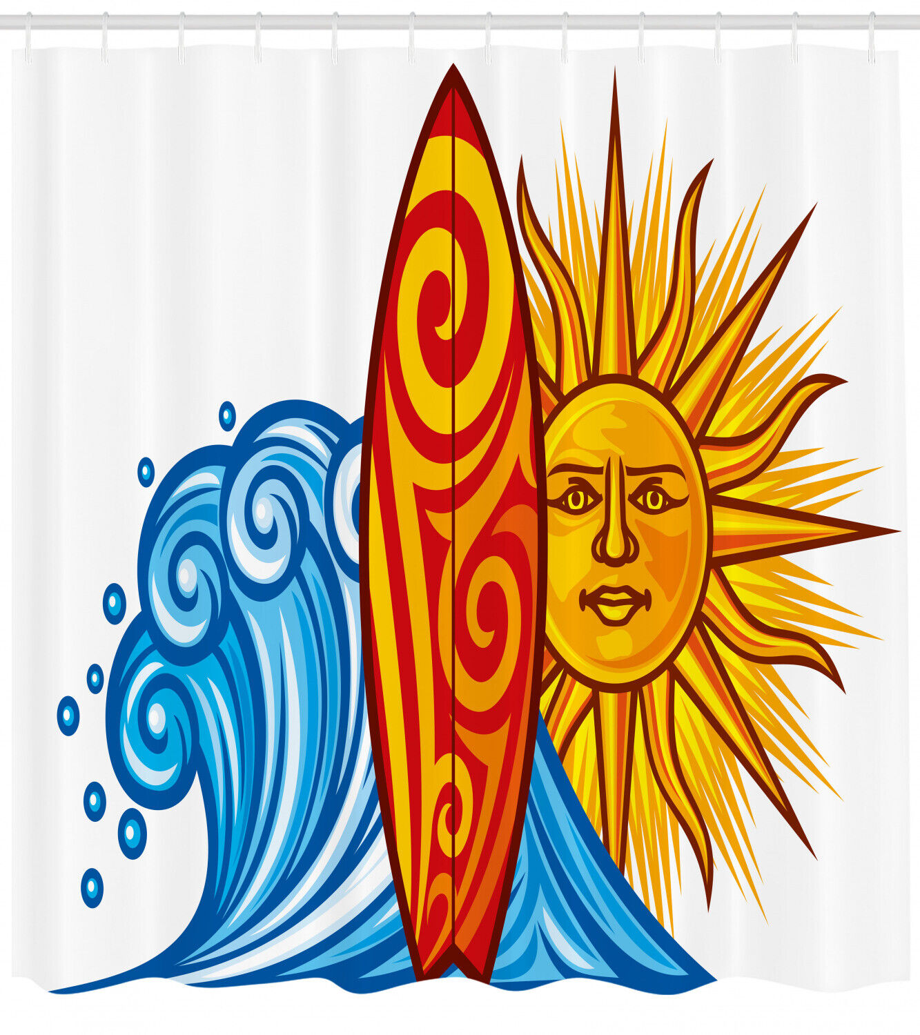 Ocean Wave Sun Print Shower Curtain - Ride The Wave Bathroom Decor