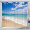 Ocean Waves Island View Shower Curtain for Sea Lover's Bathroom