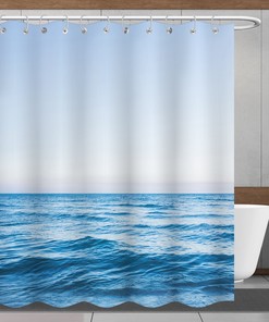 Ocean Waves Print Shower Curtain Waterproof Fabric for a Relaxing Bathroom Decor