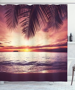 Ocean Waves Sunset Print Shower Curtain for a Romantic Bath