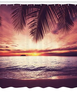 Ocean Waves Sunset Print Shower Curtain for a Romantic Bath