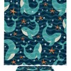 Ocean Whales and Starfishes Print Waterproof Shower Curtain