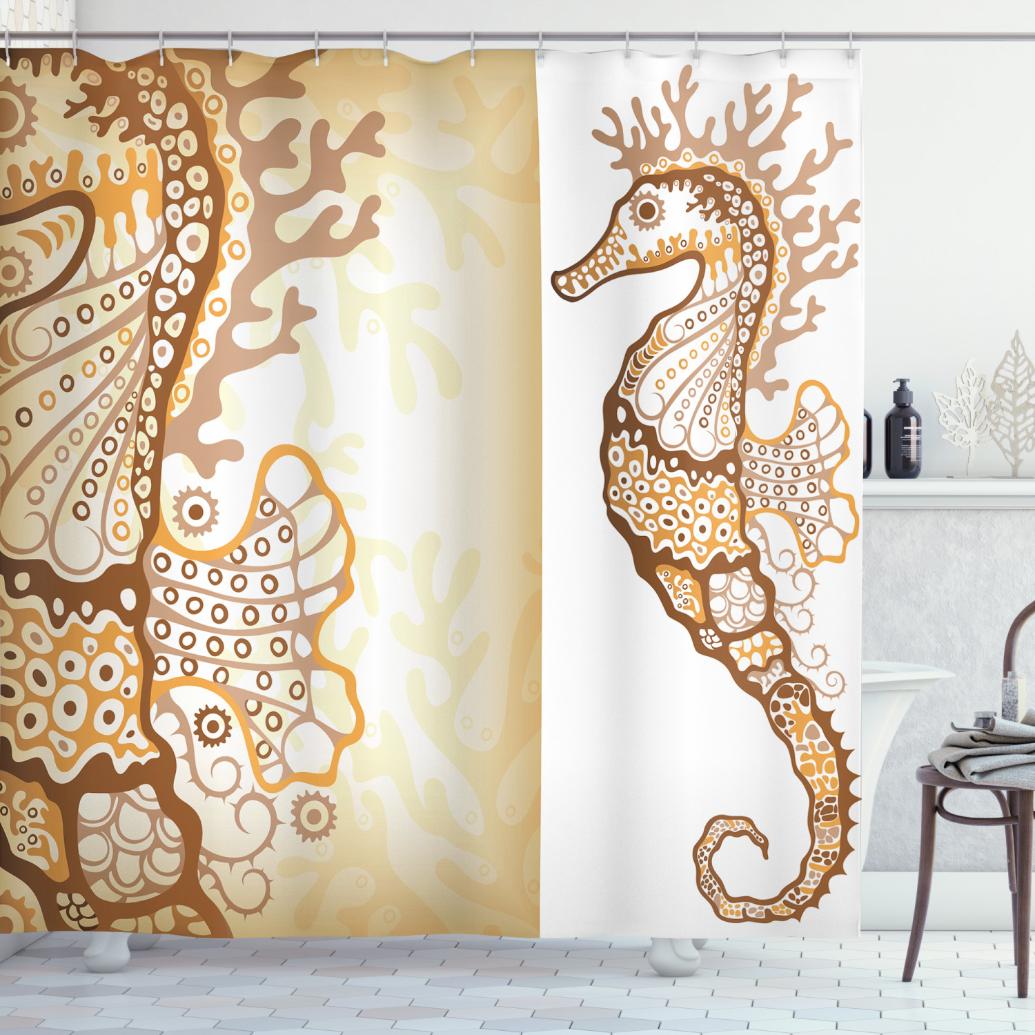 Ocean-Inspired Horse Print Shower Curtain For The Ultimate Bathroom Experience - Image 3