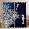 Oceanic Animals Print Window Drapes for a Seaside Bathroom Design