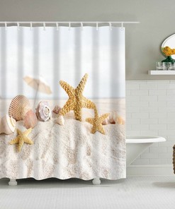Oceanic Conch Shower Curtain, Personalized Fabric Bathroom Decor For Holidays