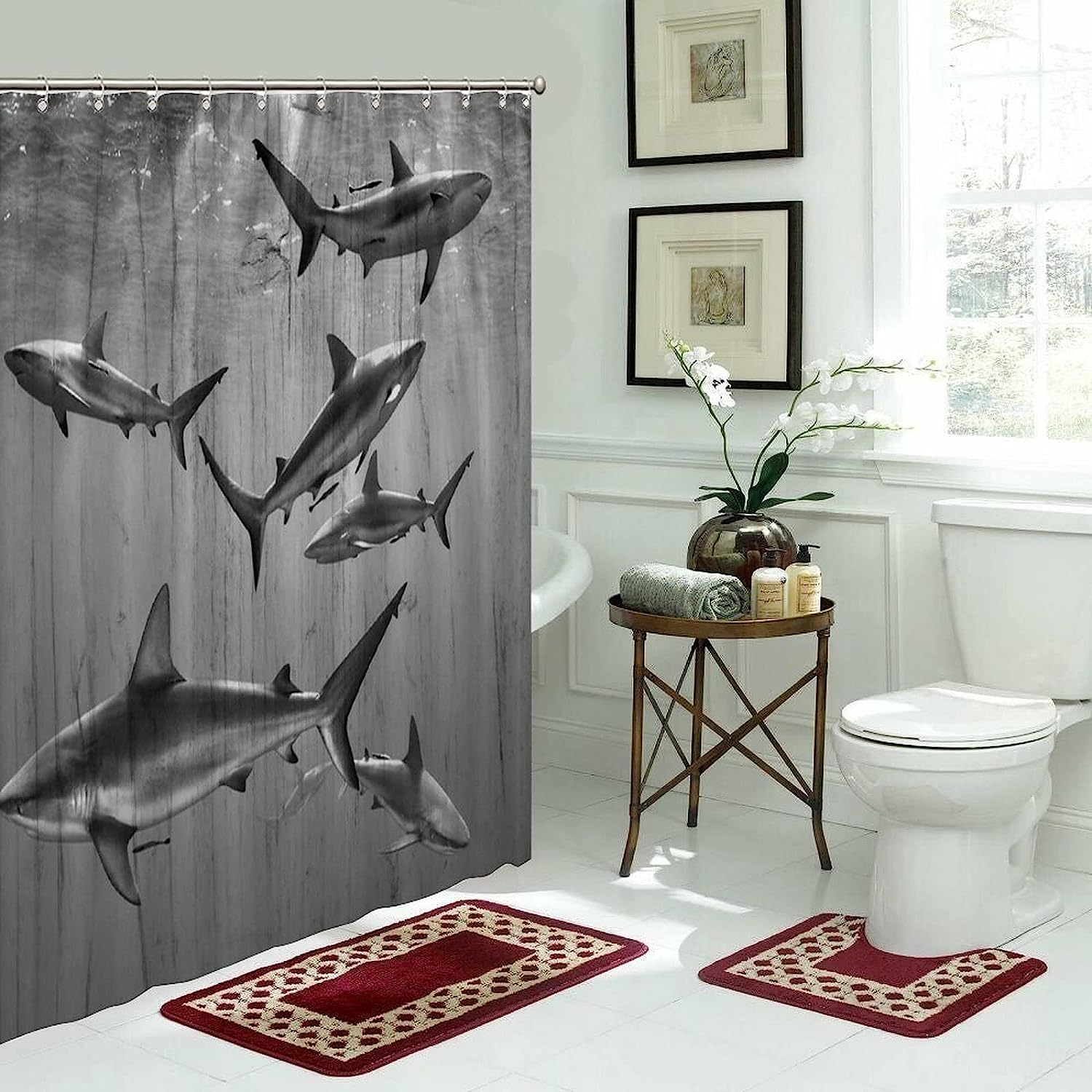 Oceanic Creatures Shower Curtain - Underwater Bathroom Decor