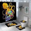 Oceanic Octopus Wisdom Shower Curtain Set for the Spiritual Bathroom Decor.