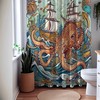 Oceanic Onslaught Octopus Sea Creature Shower Curtain, perfect Housewarming Gift with Sailboat and Nautical Theme 