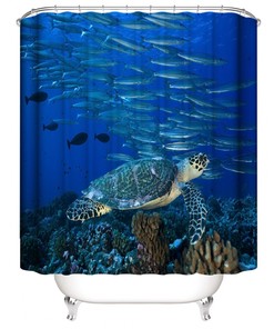 Oceanic Style Sea Turtle Print Shower Curtain for Bathroom Decor