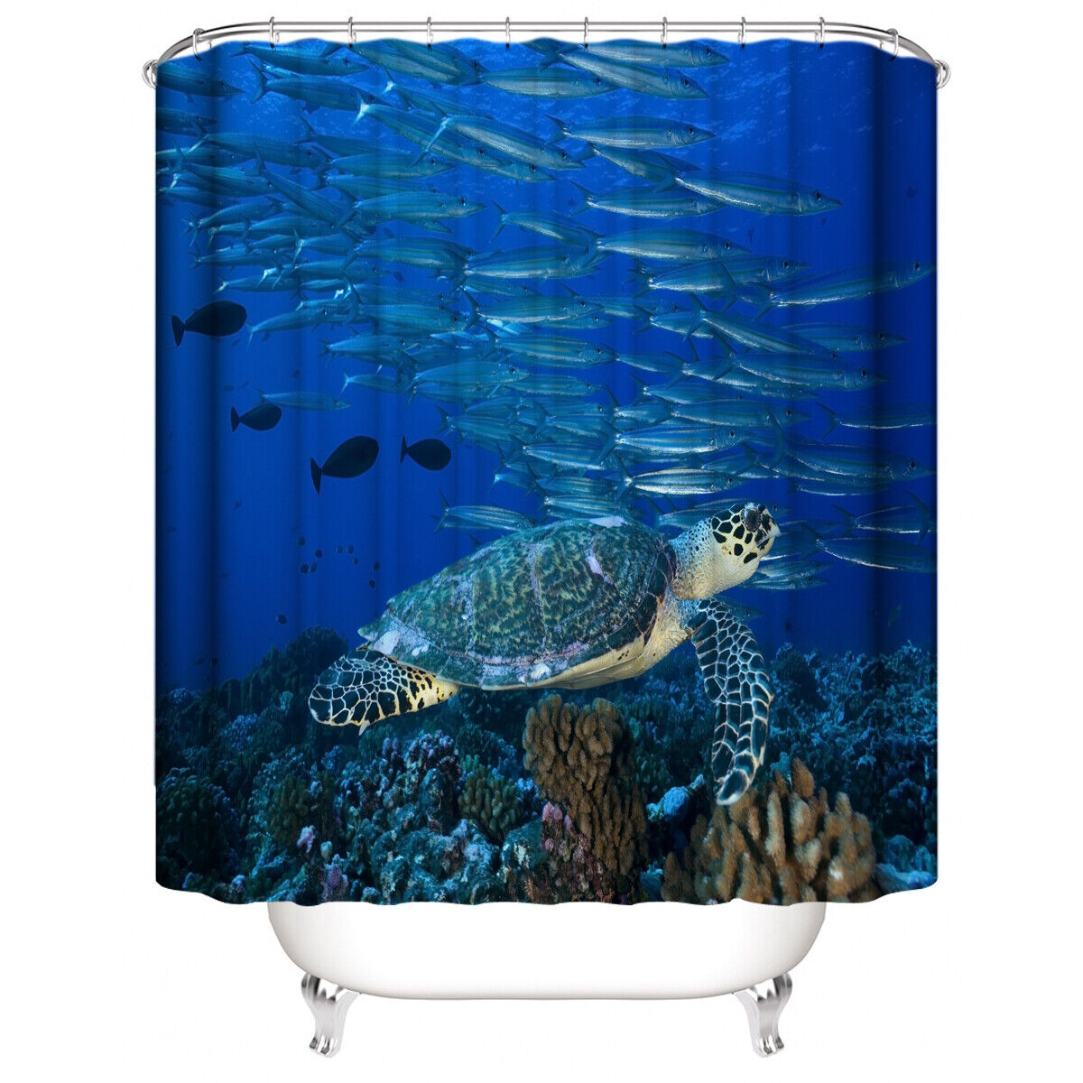 Oceanic Style Sea Turtle Print Shower Curtain for Bathroom Decor