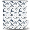 Oceanic Toile Shark Fabric Shower Curtain, Waterproof Fish Bathroom Decor