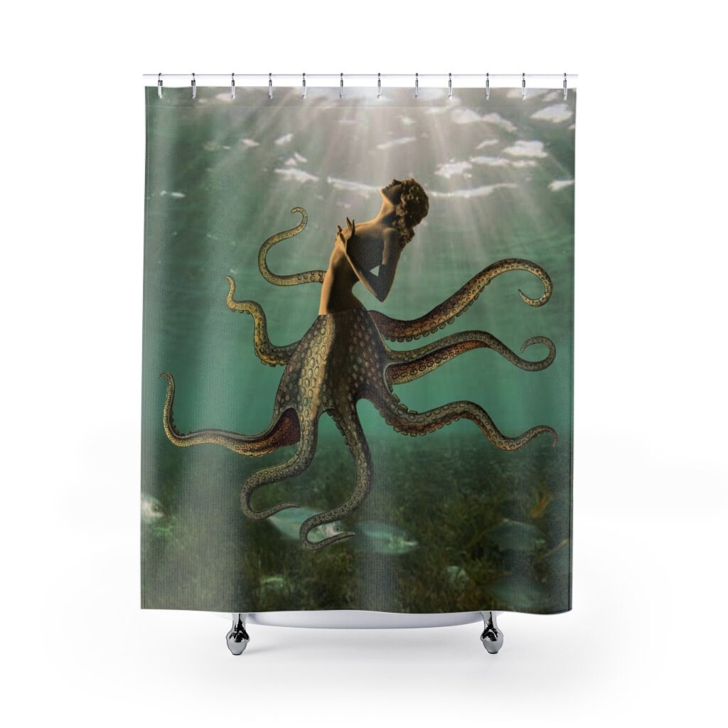 Octo-Mermaid Shower Curtain - Abstract Ocean Nautical Fantasy Design