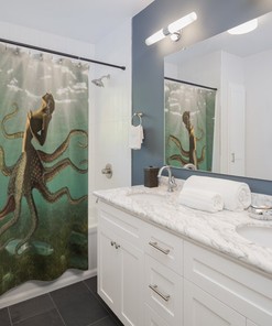 Octo-Mermaid Shower Curtain - Abstract Ocean Nautical Fantasy Design