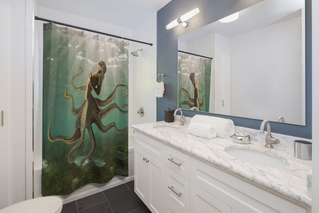 Octo-Mermaid Shower Curtain - Abstract Ocean Nautical Fantasy Design