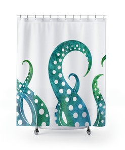 Octopus Art Beach Coastal Bathroom Decor Tentacles Shower Curtain