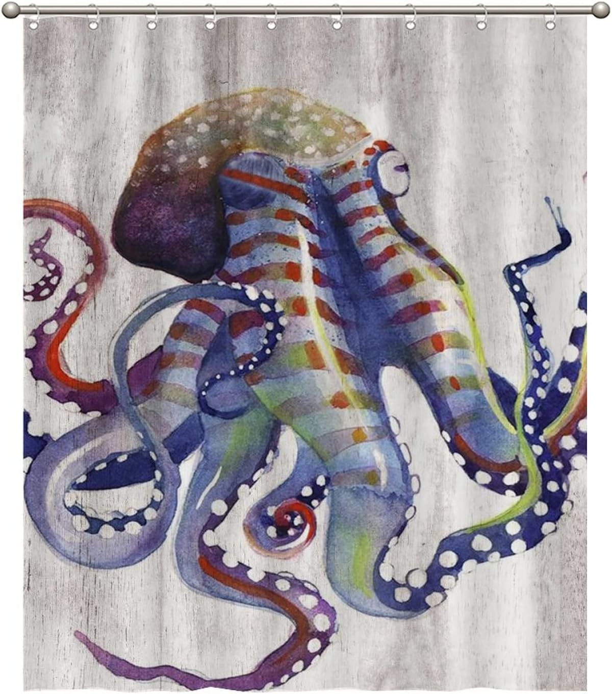 Octopus Art Print Shower Curtain - Marine Life Bathroom Decor
