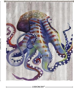 Octopus Art Print Shower Curtain - Marine Life Bathroom Decor