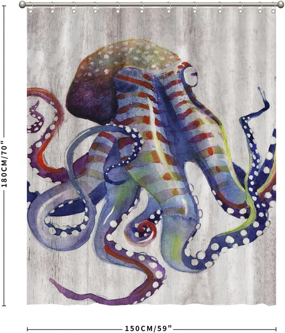 Octopus Art Print Shower Curtain - Marine Life Bathroom Decor