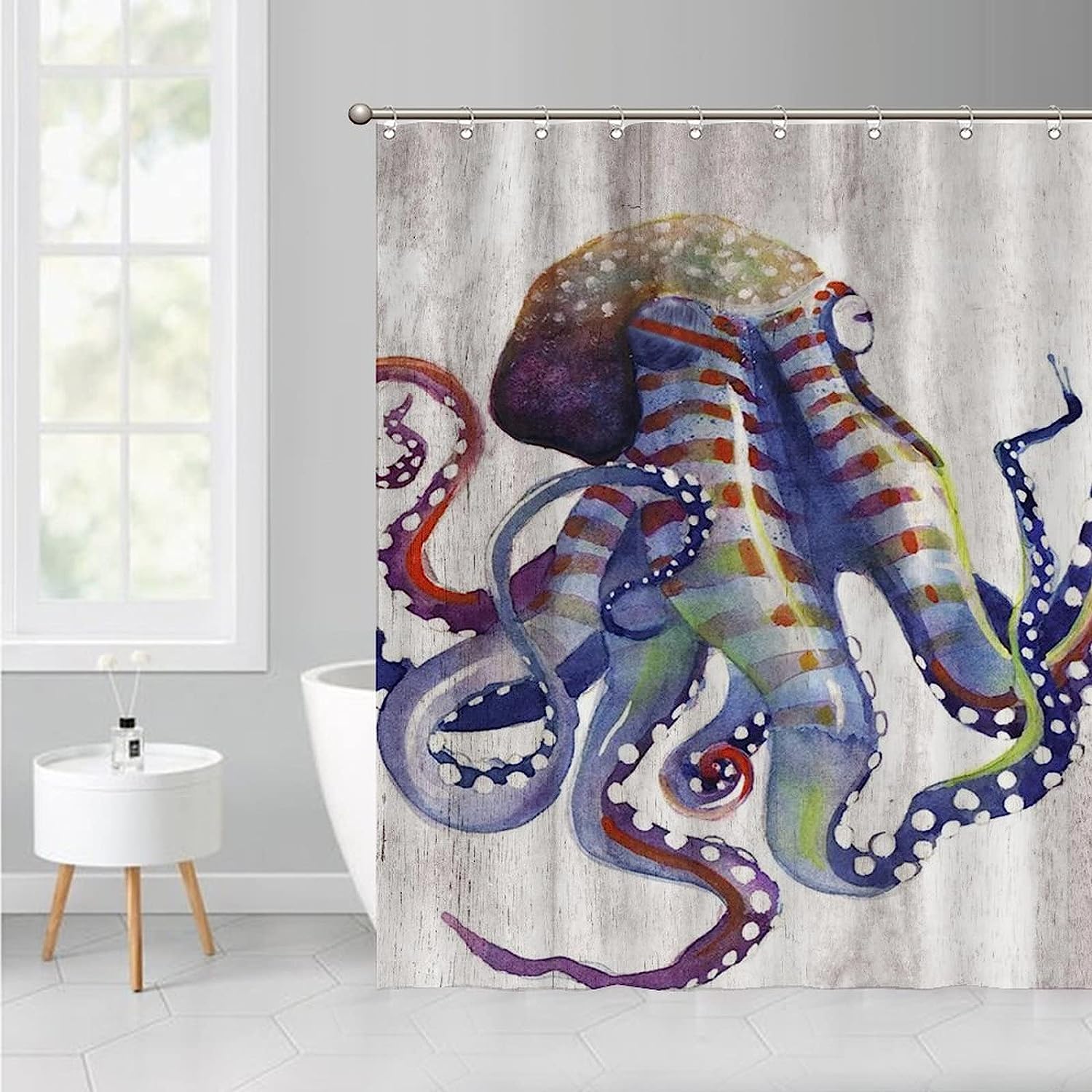 Octopus Art Print Shower Curtain - Marine Life Bathroom Decor