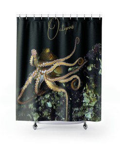 Octopus Art Shower Curtain for an Underwater Themed Bathroom.