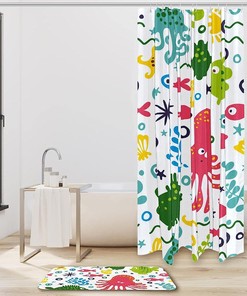 Octopus Jellyfish Algae Best Shower Curtain for Marine Life Enthusiasts
