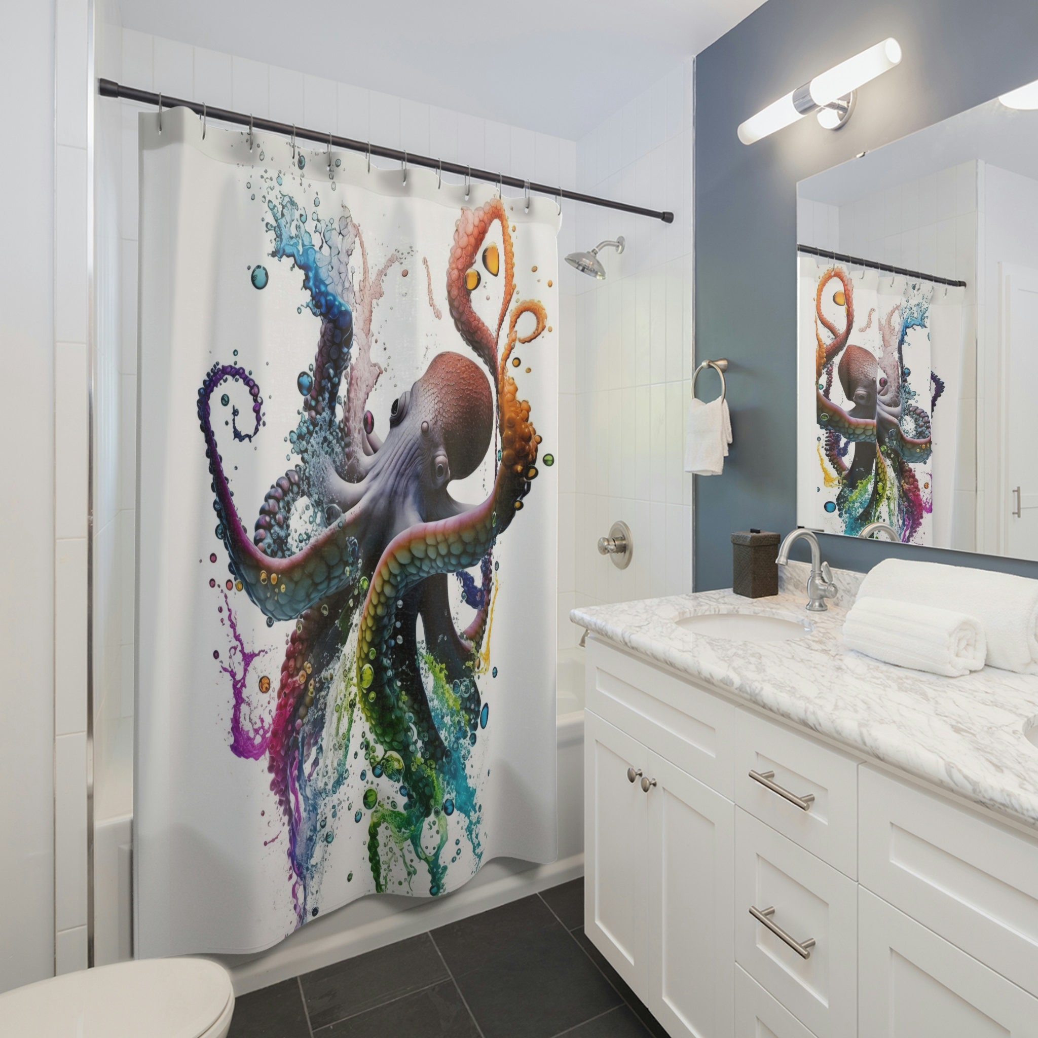 Octopus Kraken Luxury Shower Curtain for Bathroom Decor