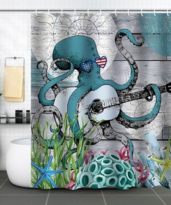 Octopus Monster Shower Curtain Set, Waterproof Fabric Material for Your Bathroom Decor