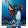 Octopus Near The Wrecked Ship Bathroom Shower Curtain for Adventure Lovers