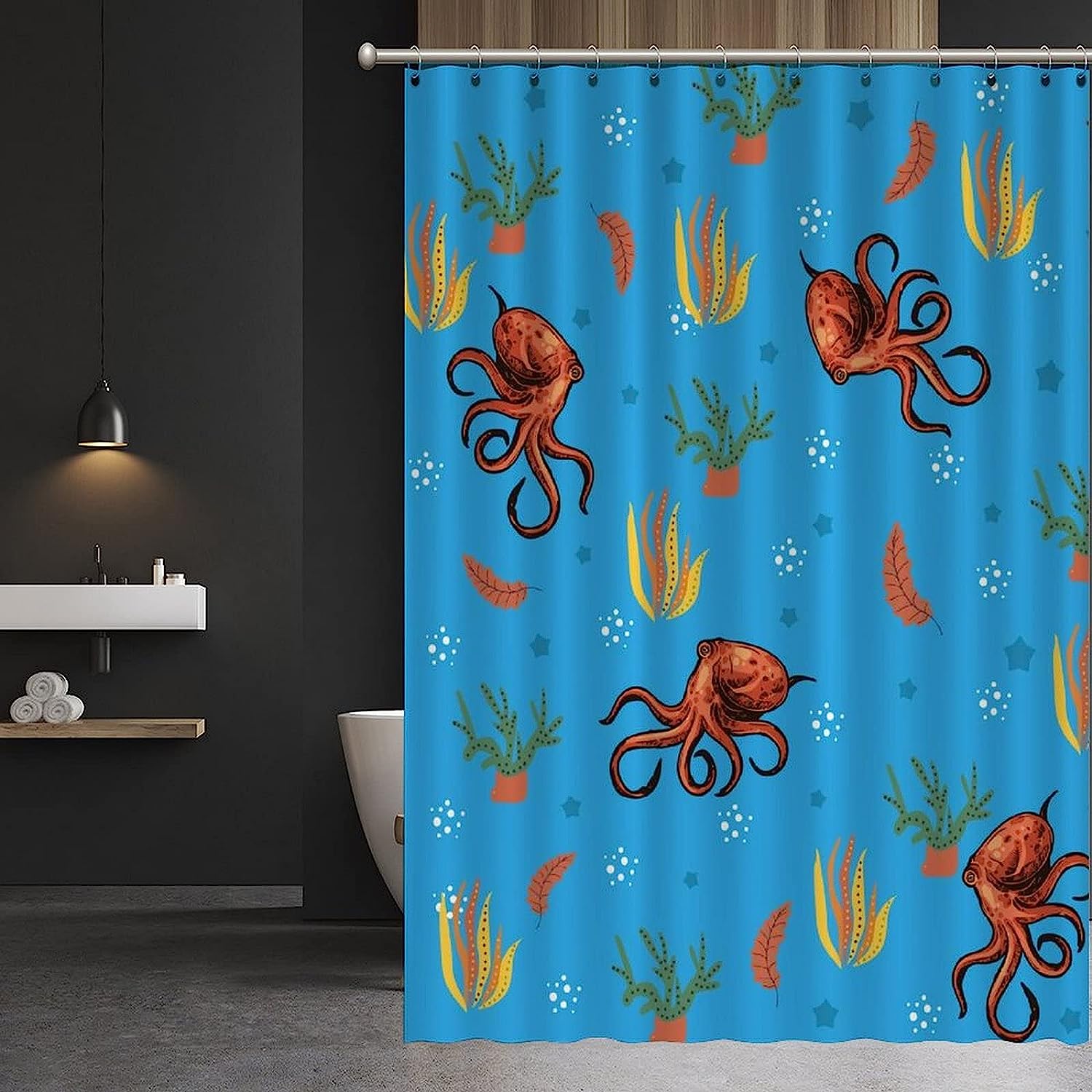 Octopus Ocean Animal Shower Curtain - Custom Durable Fabric - Image 3